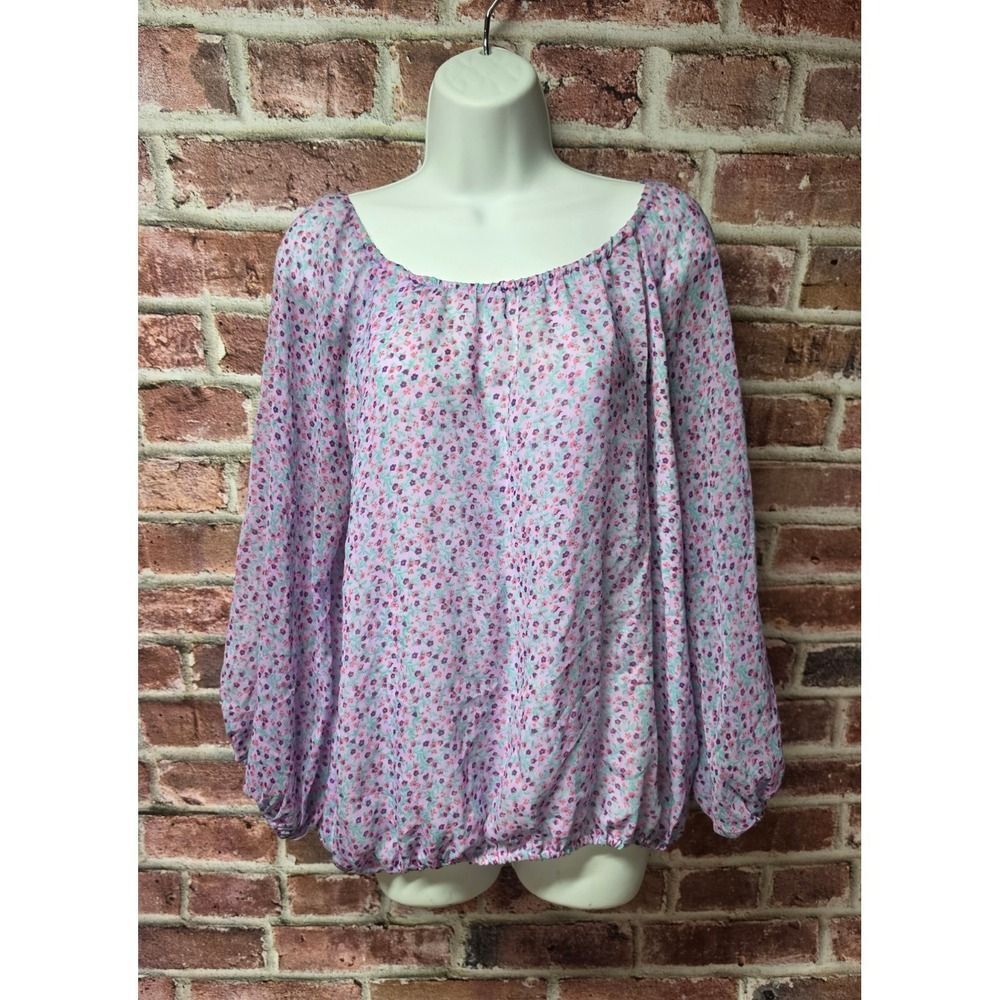 Women's KENAR Ditsy Floral Peasant Blouse Size Large